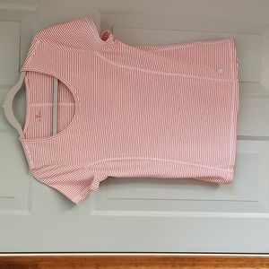 Talbots, MP, Pink& White Stripes, with Reinforced Decorative Seam Stitching